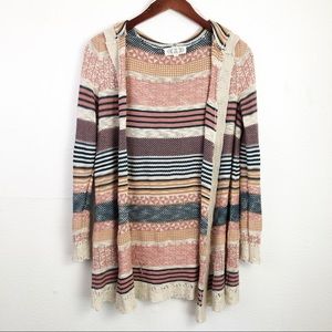 Pink Rose Large Hooded Open Cardigan